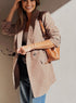 Modern Houndstooth Print Lapel Collar Blazer