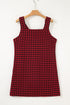 Modern Houndstooth Print V Neck Sleeveless Mini Dress
