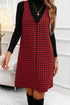 Modern Houndstooth Print V Neck Sleeveless Mini Dress