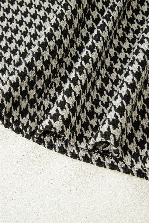 Modern Houndstooth Print V Neck Sleeveless Mini Dress