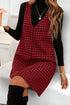 Modern Houndstooth Print V Neck Sleeveless Mini Dress