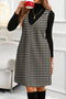 Modern Houndstooth Print V Neck Sleeveless Mini Dress