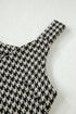 Modern Houndstooth Print V Neck Sleeveless Mini Dress