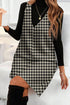Modern Houndstooth Print V Neck Sleeveless Mini Dress
