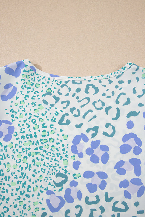 Modern Leopard Print Layered Ruffle Sleeve Blouse Top