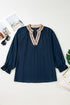 Modern Leopard Print Patchwork Collar Flounce Sleeve Blouse