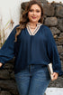 Modern Leopard Print Patchwork Collar Flounce Sleeve Blouse