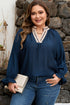 Modern Leopard Print Patchwork Collar Flounce Sleeve Blouse