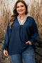 Modern Leopard Print Patchwork Collar Flounce Sleeve Blouse