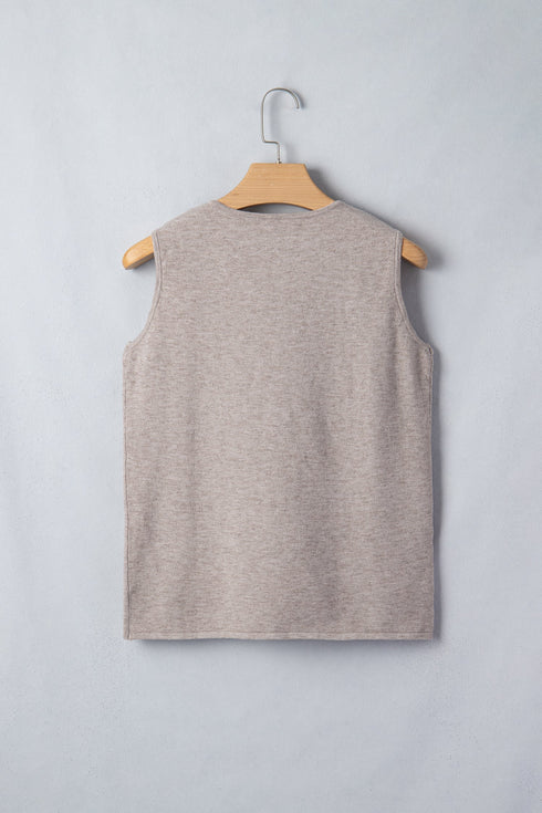 Modern Metal Star Detail V Neck Knit Sweater Vests