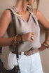 Modern Metal Star Detail V Neck Knit Sweater Vests
