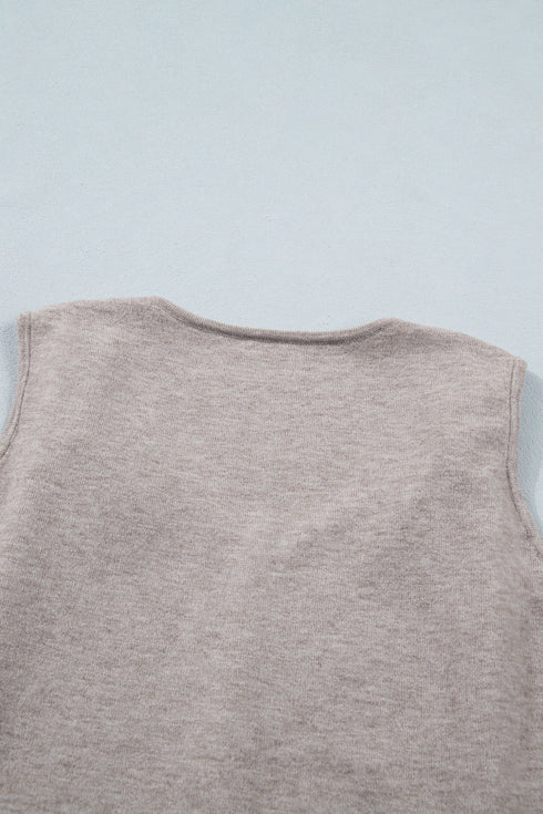 Modern Metal Star Detail V Neck Knit Sweater Vests