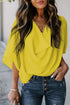 Modern Minimalist Draped Wrap V Neck Blouse