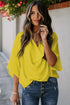 Modern Minimalist Draped Wrap V Neck Blouse