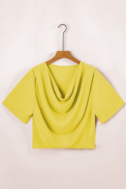 Modern Minimalist Draped Wrap V Neck Blouse