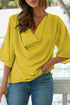 Modern Minimalist Draped Wrap V Neck Blouse