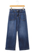 Modern Minimalist Patch Pocket Wide Leg Denim Jeans