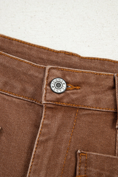 Modern Minimalist Patch Pocket Wide Leg Denim Jeans