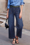 Modern Minimalist Patch Pocket Wide Leg Denim Jeans