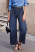 Modern Minimalist Patch Pocket Wide Leg Denim Jeans