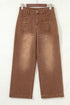 Modern Minimalist Patch Pocket Wide Leg Denim Jeans