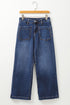 Modern Minimalist Patch Pocket Wide Leg Denim Jeans