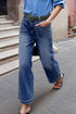 Modern Minimalist Patch Pocket Wide Leg Denim Jeans
