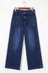 Modern Minimalist Patch Pocket Wide Leg Denim Jeans