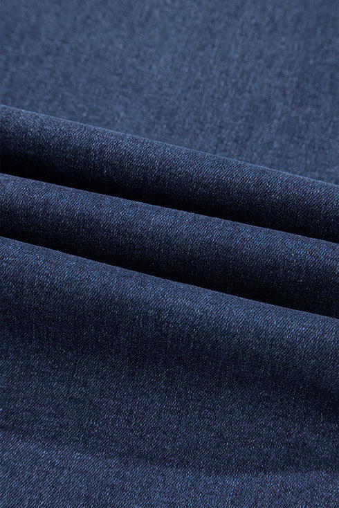 Modern Minimalist Patch Pocket Wide Leg Denim Jeans