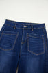Modern Minimalist Patch Pocket Wide Leg Denim Jeans