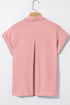 Modern Minimalist Solid Cuffed Short Sleeve Shirt