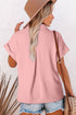Modern Minimalist Solid Cuffed Short Sleeve Shirt