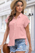 Modern Minimalist Solid Cuffed Short Sleeve Shirt