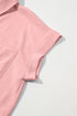 Modern Minimalist Solid Cuffed Short Sleeve Shirt