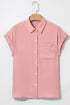 Modern Minimalist Solid Cuffed Short Sleeve Shirt