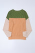 Modern Muse Ribbed Knit Color Block Long Sleeve Pullover Top
