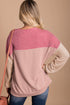 Modern Muse Ribbed Knit Color Block Long Sleeve Pullover Top