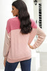 Modern Muse Ribbed Knit Color Block Long Sleeve Pullover Top