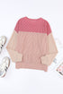 Modern Muse Ribbed Knit Color Block Long Sleeve Pullover Top