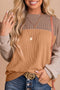 Modern Muse Ribbed Knit Color Block Long Sleeve Pullover Top