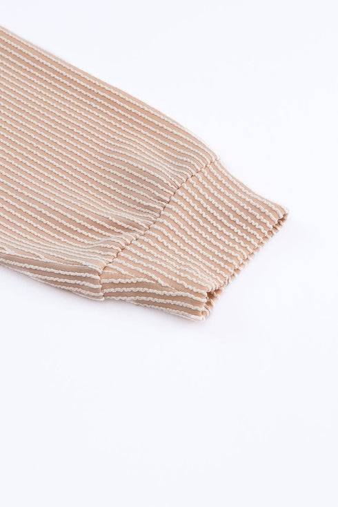 Modern Muse Ribbed Knit Color Block Long Sleeve Pullover Top