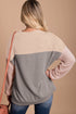 Modern Muse Ribbed Knit Color Block Long Sleeve Pullover Top