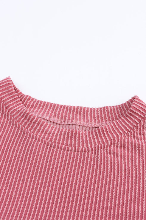 Modern Muse Ribbed Knit Color Block Long Sleeve Pullover Top