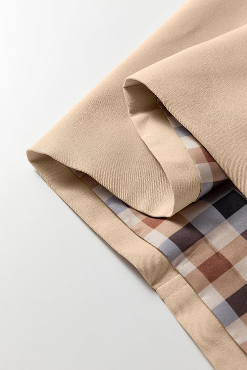 Modern Plaid Liner Patchwork Single Breasted Trench Coat