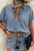Modern Polka Dot Print Cuffed Short Sleeve Shirt