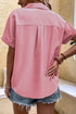Modern Polka Dot Print Cuffed Short Sleeve Shirt