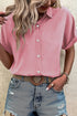 Modern Polka Dot Print Cuffed Short Sleeve Shirt