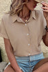 Modern Polka Dot Print Cuffed Short Sleeve Shirt