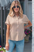 Modern Polka Dot Print Cuffed Short Sleeve Shirt
