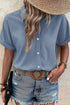 Modern Polka Dot Print Cuffed Short Sleeve Shirt